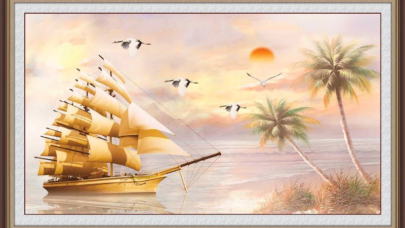 Tranh thuận buồm xuôi gió treo như thế nào?