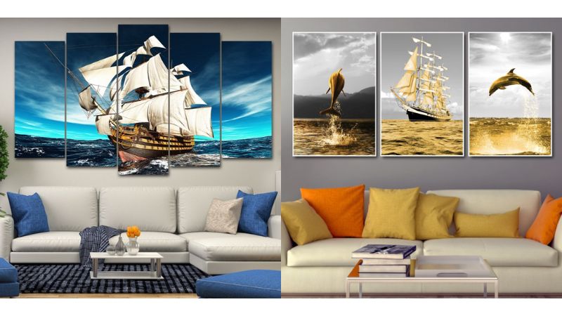 Treo tranh thuận buồm xuôi gió quay ra hay quay vào?