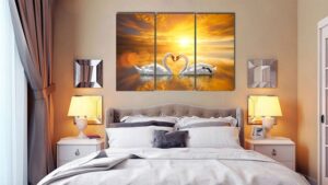 Tranh treo phòng ngủ mệnh Hỏa màu cam đem đến tài lộc, may mắn