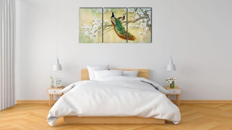 Tranh treo phòng ngủ mệnh Kim hình đôi công đẹp cho vợ chồng