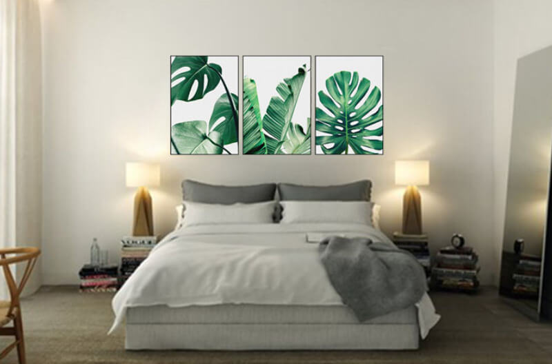 Tranh lá cây treo tường phòng ngủ người mệnh Mộc